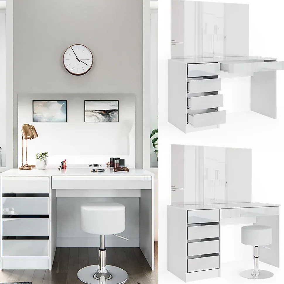 Vicco Coiffeuse Blanc 55cm avec tabouret