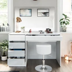Vicco Coiffeuse Blanc 55cm avec tabouret