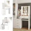 Vicco Coiffeuse Blanc 80cm avec miroir LED