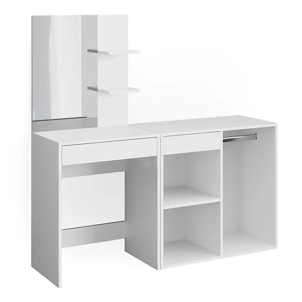 Vicco Coiffeuse Blanc 140cm avec armoire