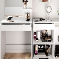 Vicco Coiffeuse Blanc 140cm avec armoire