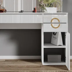 Vicco Coiffeuse Blanc 115cm avec miroir