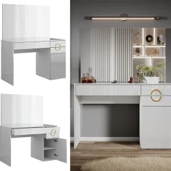 Vicco Coiffeuse Blanc 115cm avec miroir