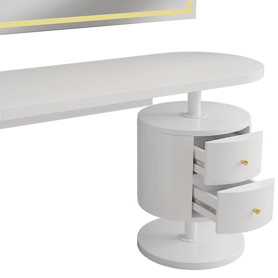 Vicco Coiffeuse Blanc 120cm avec miroir LED