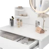 Vicco Coiffeuse Blanc 60cm avec miroir LED