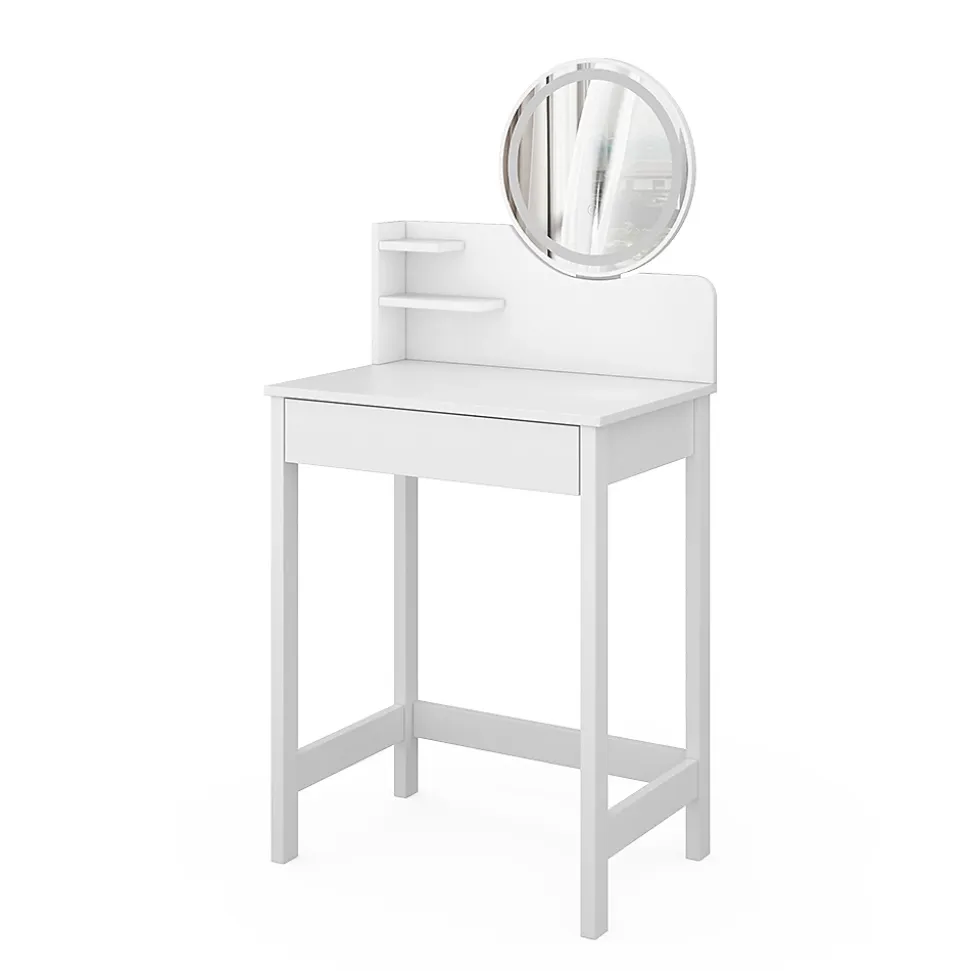 Vicco Coiffeuse Blanc 60cm avec miroir LED