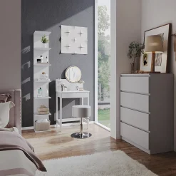 Vicco Coiffeuse Blanc 60cm avec miroir LED