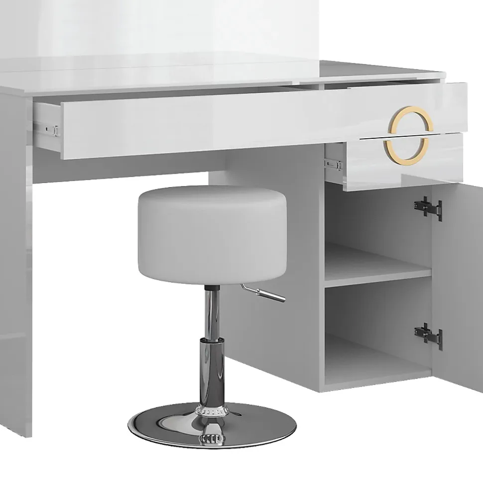 Vicco Coiffeuse Blanc 115cm avec tabouret