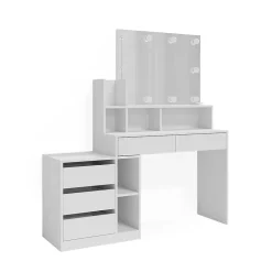 Vicco Coiffeuse Blanc 139.8cm avec éclairage LED