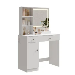 Vicco Coiffeuse Blanc 90cm avec miroir