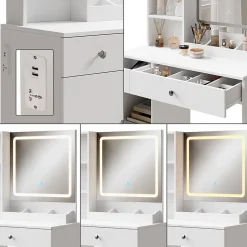 Vicco Coiffeuse Blanc 90cm avec miroir