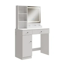 Vicco Coiffeuse Blanc 90cm avec miroir