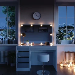 Vicco Coiffeuse Blanc 55cm avec éclairage LED et tabouret
