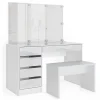 Vicco Coiffeuse Blanc 120cm avec éclairage LED et banc