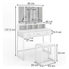 Vicco Coiffeuse Blanc 90cm avec miroir LED et tabouret