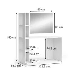 Vicco Coiffeuse Blanc 122.2cm avec miroir