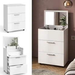 Vicco Coiffeuse Blanc 65.8cm avec 2 tiroirs