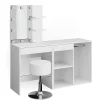 Vicco Coiffeuse Blanc 140cm avec LED, tabouret et armoire