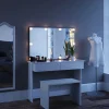 Vicco Coiffeuse Blanc 120cm avec éclairage LED et banc
