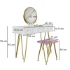 Vicco Coiffeuse Blanc 100cm avec éclairage LED et tabouret