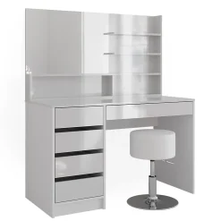 Vicco Coiffeuse Blanc 120cm avec tabouret