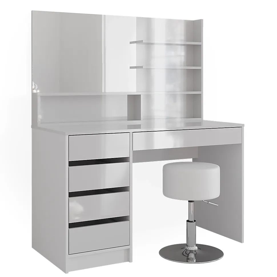 Vicco Coiffeuse Blanc 120cm avec tabouret