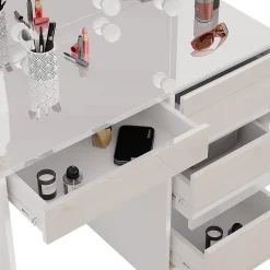 Vicco Coiffeuse Blanc 40cm avec éclairage LED