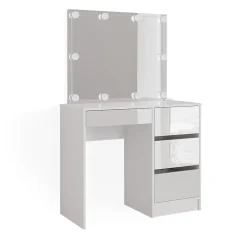 Vicco Coiffeuse Blanc 40cm avec éclairage LED