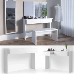 Vicco Coiffeuse Blanc 120cm sans miroir