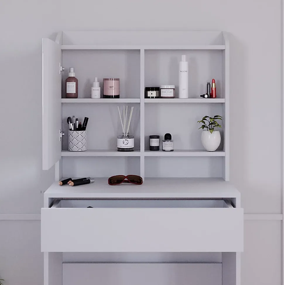Vicco Coiffeuse Blanc 70cm avec éclairage LED