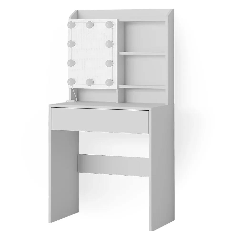 Vicco Coiffeuse Blanc 70cm avec éclairage LED