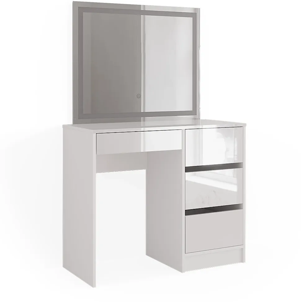 Vicco Coiffeuse Blanc 40cm avec miroir LED