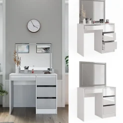 Vicco Coiffeuse Blanc 40cm avec miroir LED