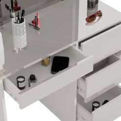 Vicco Coiffeuse Blanc 40cm avec miroir LED