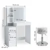 Vicco Coiffeuse Blanc 80cm avec tabouret
