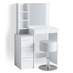 Vicco Coiffeuse Blanc 80cm avec tabouret