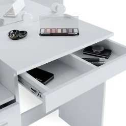 Vicco Coiffeuse Blanc 80cm avec tabouret