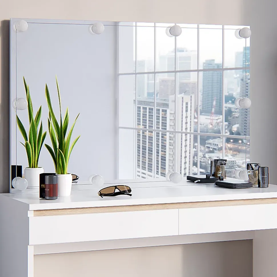 Vicco Coiffeuse Blanc 120cm avec éclairage LED