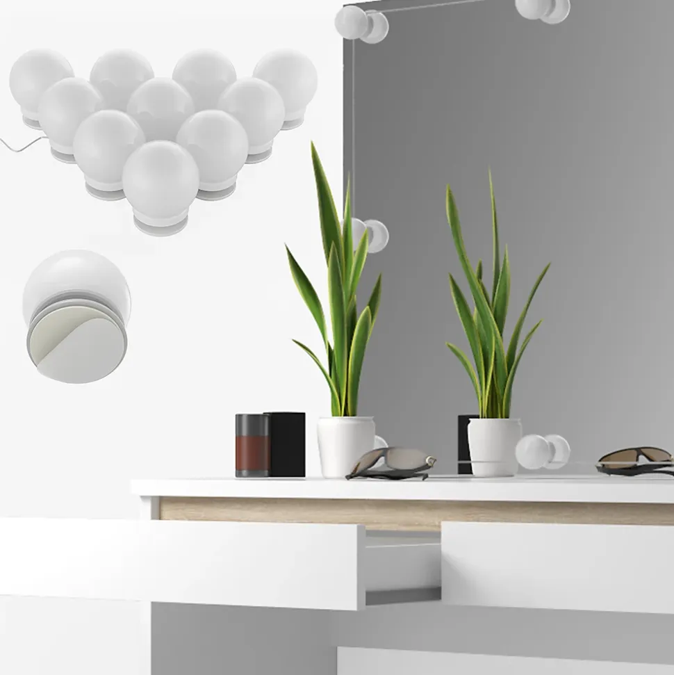 Vicco Coiffeuse Blanc 120cm avec éclairage LED