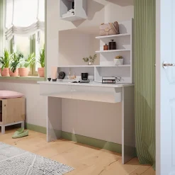 Vicco Coiffeuse Blanc 120cm avec étagère miroir