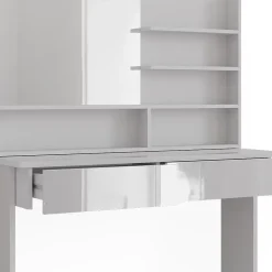 Vicco Coiffeuse Blanc 120cm avec étagère miroir