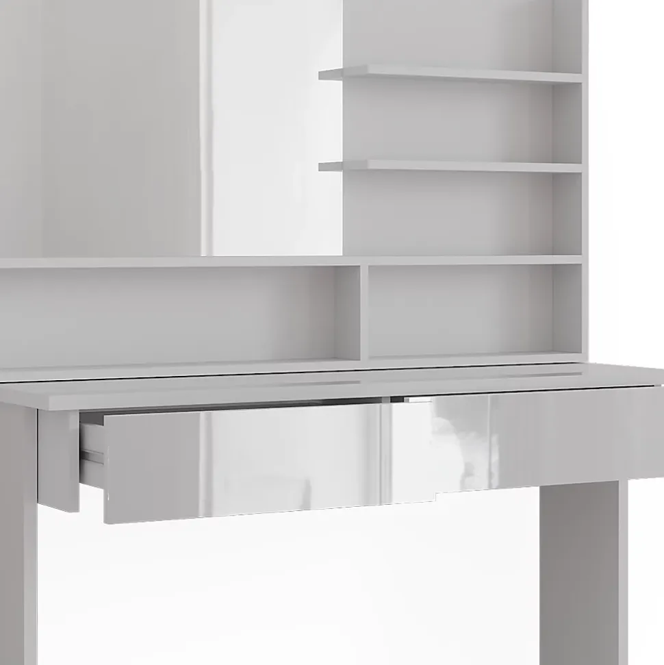 Vicco Coiffeuse Blanc 120cm avec étagère miroir