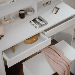 Vicco Coiffeuse Blanc 120cm avec banc