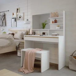 Vicco Coiffeuse Blanc 120cm avec banc