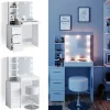 Vicco Coiffeuse Blanc 80cm avec éclairage LED et tabouret
