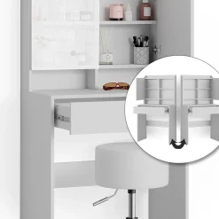 Vicco Coiffeuse Blanc 70cm avec tabouret