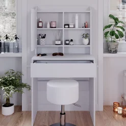 Vicco Coiffeuse Blanc 70cm avec tabouret