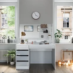 Vicco Coiffeuse Blanc 120cm avec miroir