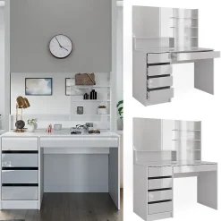 Vicco Coiffeuse Blanc 120cm avec miroir