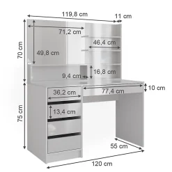 Vicco Coiffeuse Blanc 120cm avec miroir